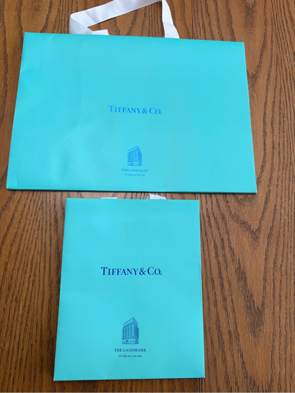 Tiffany & Co. Bright Blue Logo Shopping Bags - set of 2